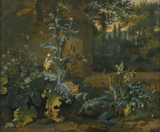Chardons, plants of undergrowth and other vegetation in a park with frogs, butterflies and snails - Dirk Maas — artwork view