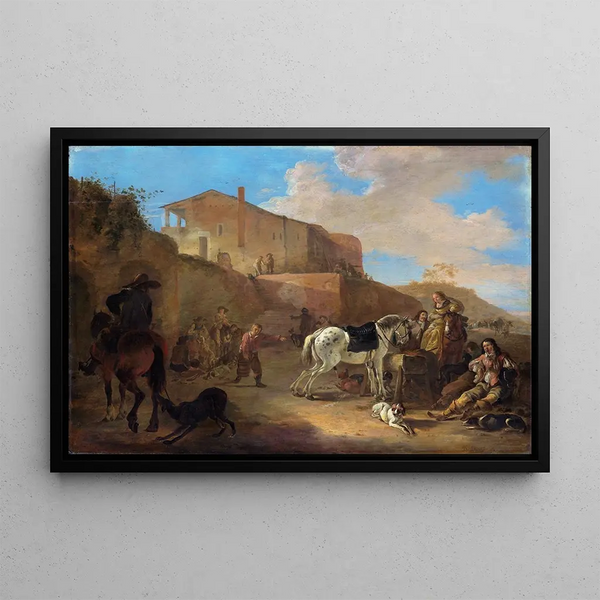 The hunting party - Dirk Stoop — framed artwork on a wall