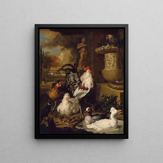 Birds with urn in a landscape - Dirk Valckenburg — framed artwork on a wall