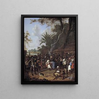 Ritual slave festival on a sugar plantation in Suriname - Dirk Valkenburg — framed artwork on a wall