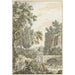 Reproduction of the painting Landscape painting of wooded arcadian scene with a waterfall, a bridge, and three young men - Dirk Versteegh