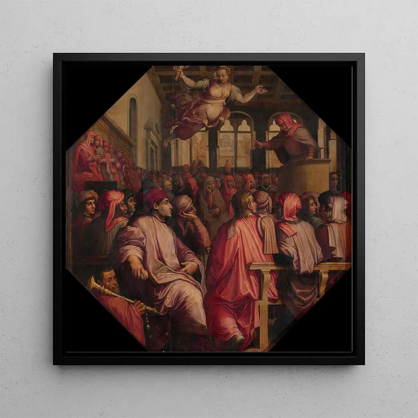 Antonio Giacomini's speech for the war against Pisa in the Sala dei Duecento - Giorgio Vasari — framed artwork on a wall