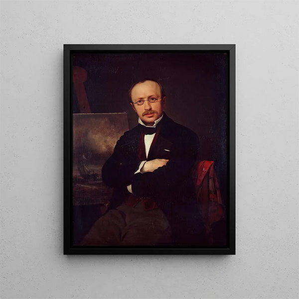 Portrait painting of the artist Anton Melbye - Ditlev Blunck — framed artwork on a wall