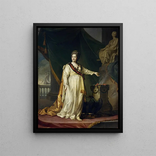 Portrait of Catherine II the Lawgiver in the Temple of the Goddess of Justice - Dmitry Levitsky — framed artwork on a wall