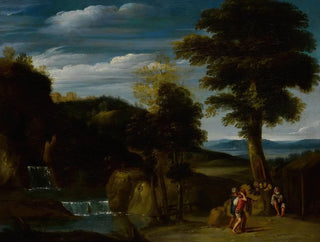 Landscape Painting with a Hermit - Domenichino — artwork view