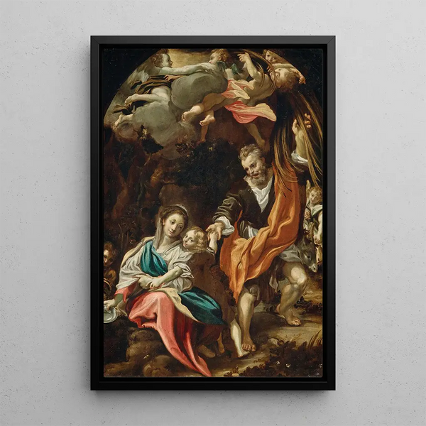 The Rest During the Flight into Egypt - Domenico Fetti — framed artwork on a wall