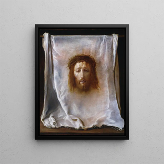 The Veil of Veronica - Domenico Fetti — framed artwork on a wall