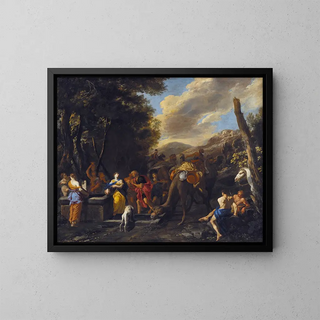 Rebecca et Éléazar au puits - Domenico Gargiulo — framed artwork on a wall