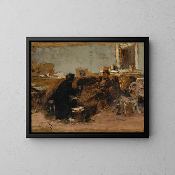 Flirt - Domenico Induno — framed artwork on a wall