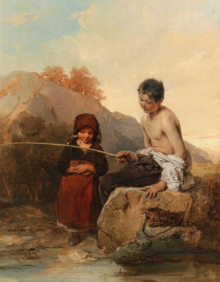 Les jeunes pêcheurs - Domenico Induno — artwork view