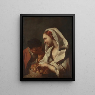 Girl selling fruits - Domenico Maggiotto — framed artwork on a wall