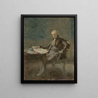 Portrait of a man in 18th-century costume - Domenico Morelli — framed artwork on a wall