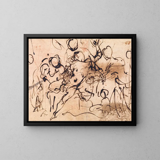Saint Sebastian cared for by women or Adonis dd - Domenico Piola — framed artwork on a wall