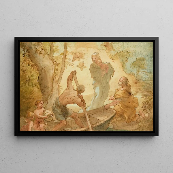 La Fuite en Égypte - Domenico Piola — framed artwork on a wall