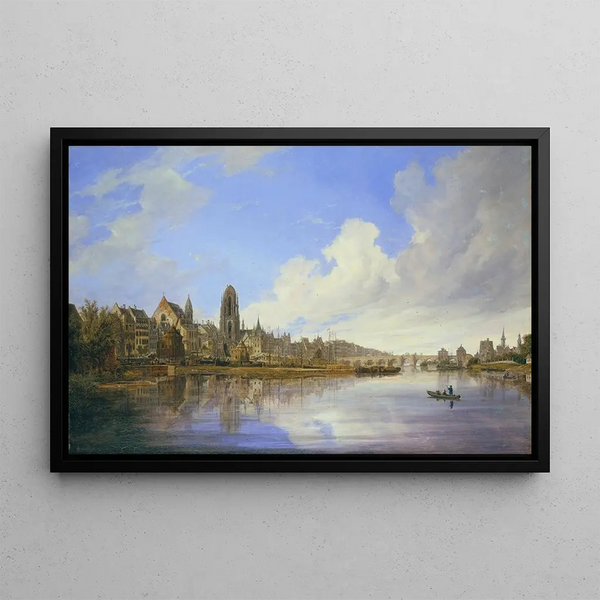 View of Frankfurt - Domenico Quaglio the Younger — framed artwork on a wall