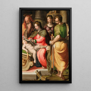 Reproduction of the painting of The Holy Family with Saint Catherine of Alexandria and Saint Paul - Domenico Tibaldi