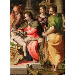 Reproduction of the painting of The Holy Family with Saint Catherine of Alexandria and Saint Paul - Domenico Tibaldi