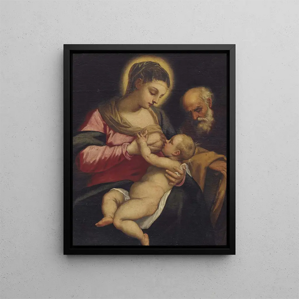 Holy Family - Domenico Tintoretto — framed artwork on a wall