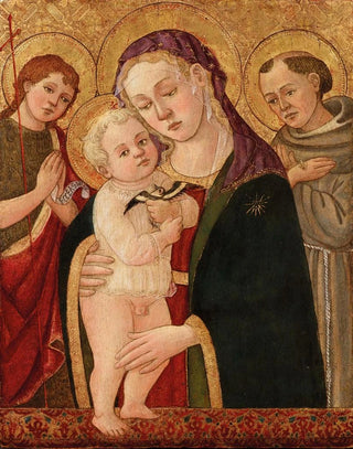 The Virgin and Child with Saint John the Baptist and Saint Francis - Domenico di Zanobi — artwork view
