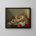 porcelain and silver objects, fruits and crustaceans on a table - Dominicus Gottfried Waerdigh — framed artwork on a wall