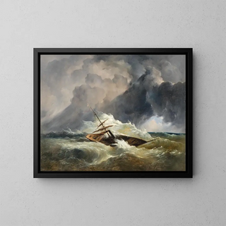 a boat in distress at sea - Dominik Schuhfried — framed artwork on a wall