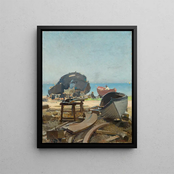 Construction de bateaux de pêche - Dominik Skutecký — framed artwork on a wall