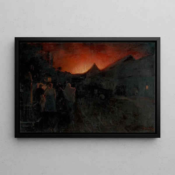 Fire at Radva - Dominik Skutecký — framed artwork on a wall
