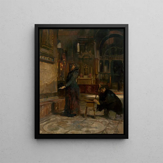 Interior scene painting - Dominik Skutecký — framed artwork on a wall