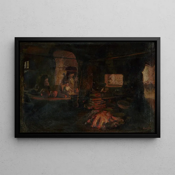 Motif of the Forges of Bystrica - Dominik Skutecký — framed artwork on a wall