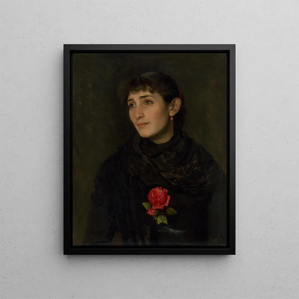 Portrait of the artist's wife - Dominik Skutecký — framed artwork on a wall