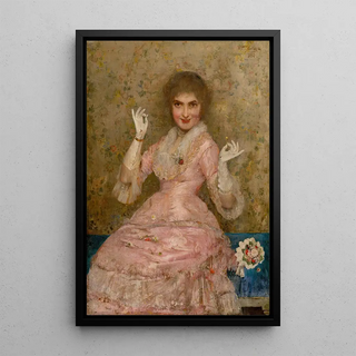 Woman with a Flower - Dominik Skutecký — framed artwork on a wall