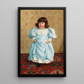 Girl in Blue Dress - Dominik Skutecký — framed artwork on a wall