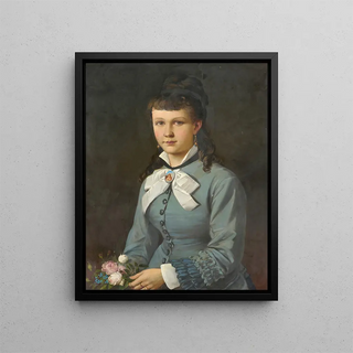 an artist's daughter wearing a gray dress - Dominik Weber — framed artwork on a wall