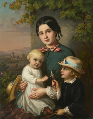 Portrait of a Young Woman with Two Children - Dominik Weber — artwork view