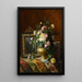 Still life with a bouquet of roses in an Ottoman vase - Dominique Hubert Rozier — framed artwork on a wall
