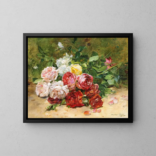 Nature morte avec des roses - Dominique Hubert Rozier — framed artwork on a wall