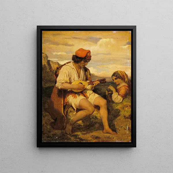 a Neapolitan Fisherman - Dominique Louis Papety — framed artwork on a wall