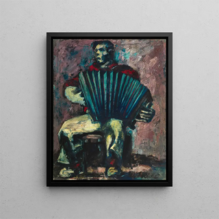 Accordion Player - Donald Forbes — framed artwork on a wall