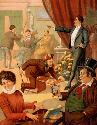 a painting of a hypnotist ordering people to do unusual activities - Donaldson Lith & Co.. — artwork view