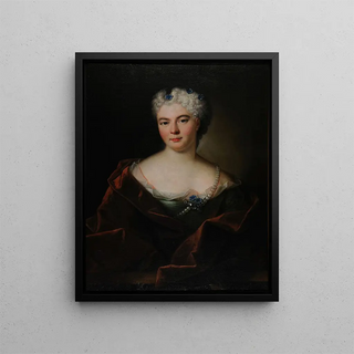 Portrait of anonymous woman - Donatien Nonotte — framed artwork on a wall