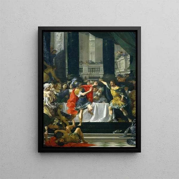 Alexander the Great threatened by his father - Donato Creti — framed artwork on a wall