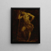 Sketch of an academic nude of a man holding a stick in brunaille - Donato Creti — framed artwork on a wall