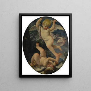 L'amour sacré et l'amour profane - Donato Creti — framed artwork on a wall