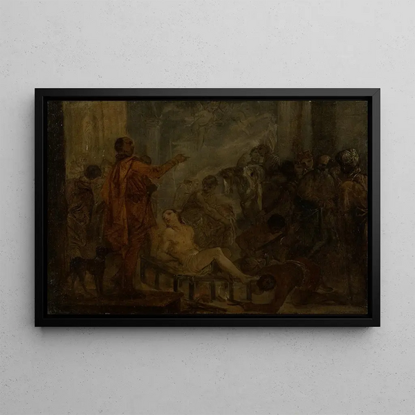 The Martyrdom of Saint Lawrence - Donato Creti — framed artwork on a wall