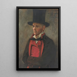 Portrait of a man from the Black Forest wearing a top hat - Dora Arndt-Raschid — framed artwork on a wall