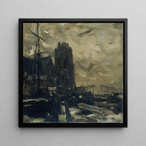 Dordrecht at Dusk - Jacob Maris — framed artwork on a wall