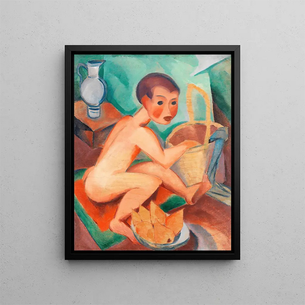 Nude with Basket and Pears - Dorothea Maetzel-Johannsen — framed artwork on a wall