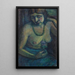 Self-portrait in blue semi-nude with pearl necklace - Dorothea Maetzel-Johannsen — framed artwork on a wall