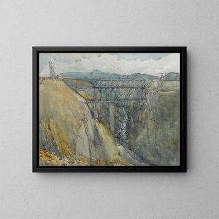 The Waikoau Viaduct - Dorothy Richmond — framed artwork on a wall