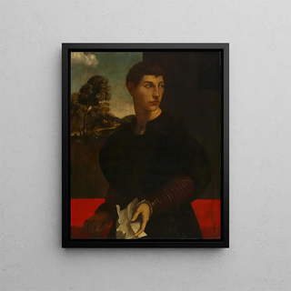 Portrait of a Young Man - Dosso Dossi — framed artwork on a wall